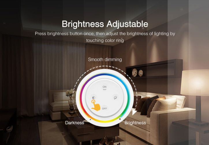 Kit RGB MiBoxer Dimmer și telecomandă albă perete RF, 12A, 12-24V