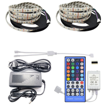 Kit Banda led 10metri RGBWW 4 in 1, RGB+Alb Cald in acelasi chip, Transformator 7A, Telecomanda IR 40 Taste IP65 - hsmartro