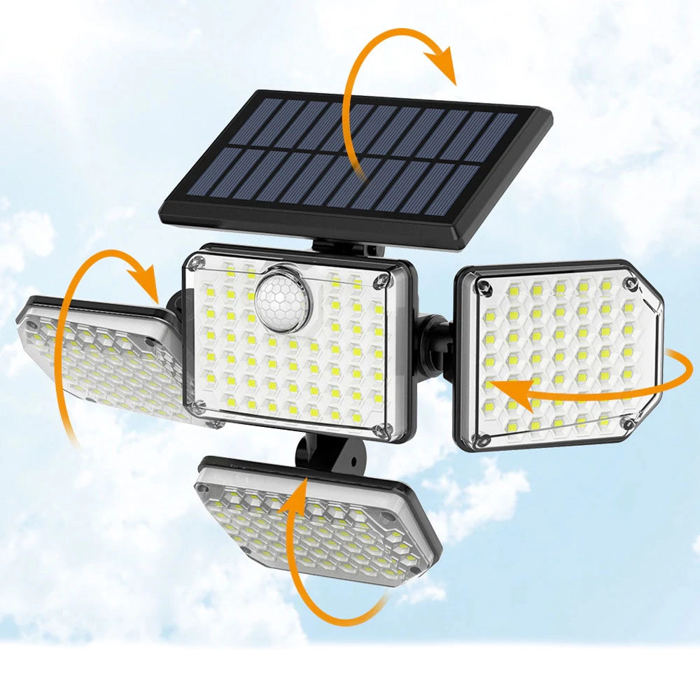 Lampa solara de perete, 1400lm, LED, 182 leduri,3 moduri, incarcare solara si senzor de miscare