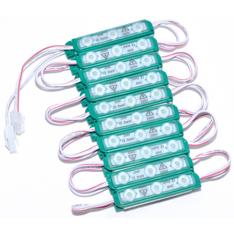 MODUL LED VERDE 3 LED X 2W , 20BUC/SET. 220V