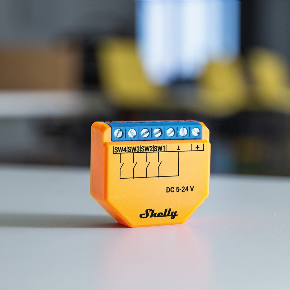 Modul Wi-fi Pentru Activarea Scenelor Shelly Plus I4 - DC, 4 Canale, Compatibil Cu Amazon Alexa Si Google Assistant