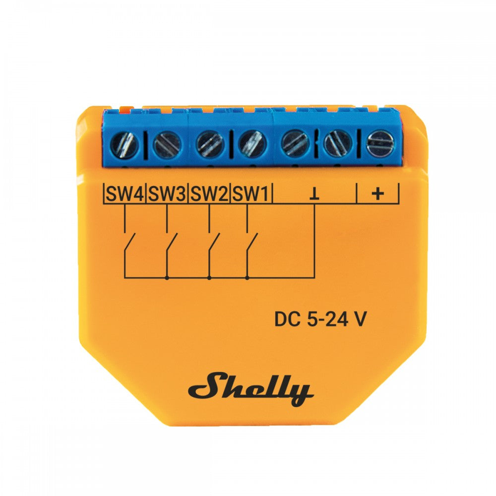 Modul Wi-fi Pentru Activarea Scenelor Shelly Plus I4 - DC, 4 Canale, Compatibil Cu Amazon Alexa Si Google Assistant