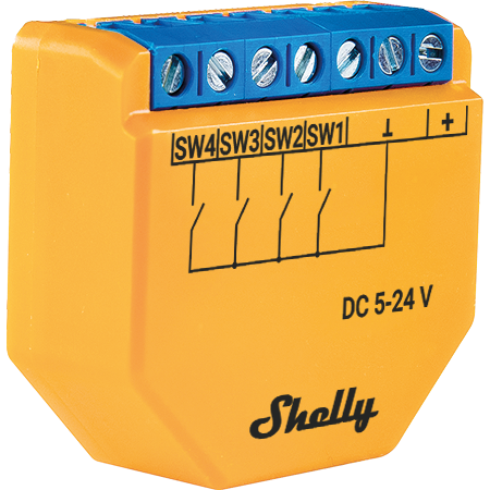 Modul Wi-fi Pentru Activarea Scenelor Shelly Plus I4 - DC, 4 Canale, Compatibil Cu Amazon Alexa Si Google Assistant
