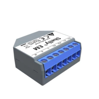 Shelly EM Contor de energie monofazat cu 2 canale cu controlul contactorului