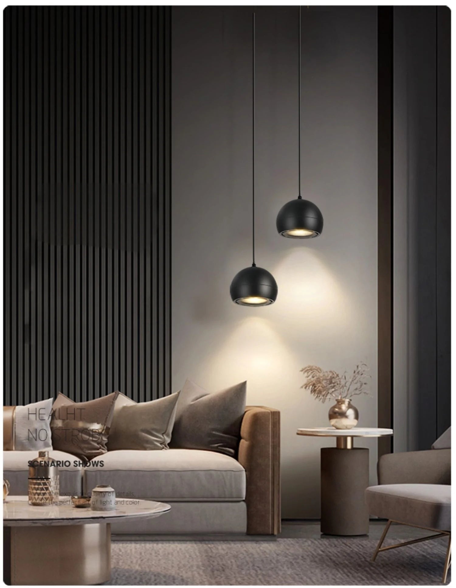 Pendul LED Sina Magnetica, Lumina Neutra, 7W, Negru