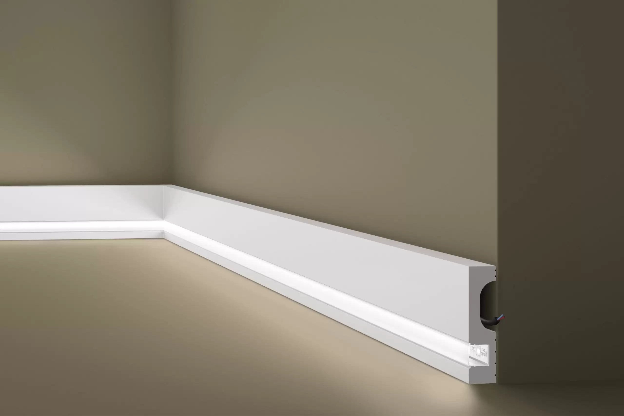 Plinta decorativa cu canal pentru banda led din duropolimer 2m