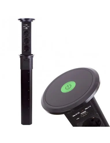 Prelungitor incorporabil blat smart LIFT BOX USB automatic 3P 2m/3×1,5mm