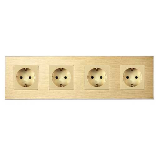 PRIZĂ CVADRUPLA SCHUKO M2 CU RAMA DIN ALUMINIU