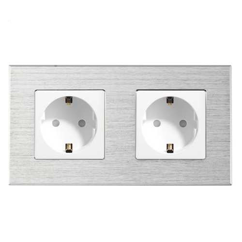 PRIZA DUBLĂ SCHUKO M2 2 DOZE CU RAMA DIN ALUMINIU