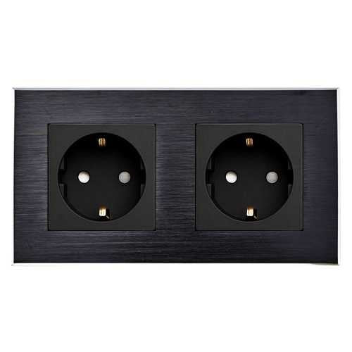 PRIZA DUBLĂ SCHUKO M2 2 DOZE CU RAMA DIN ALUMINIU