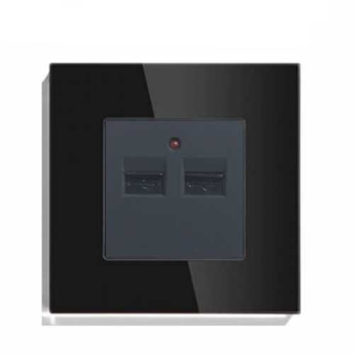 PRIZĂ DUBLĂ USB 2A M1 CU RAMA DIN STICLA