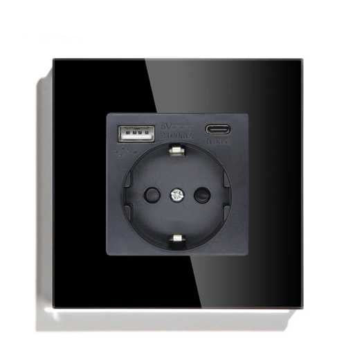 PRIZA SCHUKO + 2 USB CU RAMA DIN STICLA