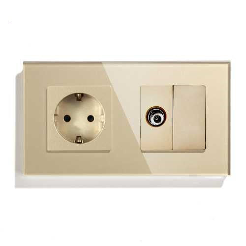 PRIZĂ SCHUKO+TV M1 CU RAMA DIN STICLA