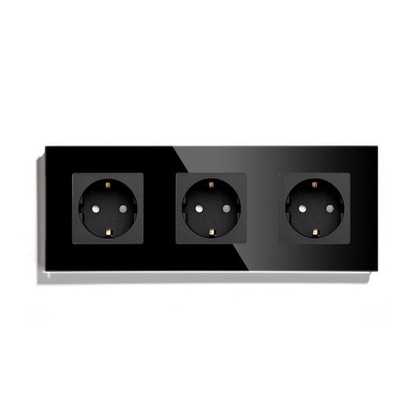 Priză triplă cu  ramă de sticlă - hsmartro