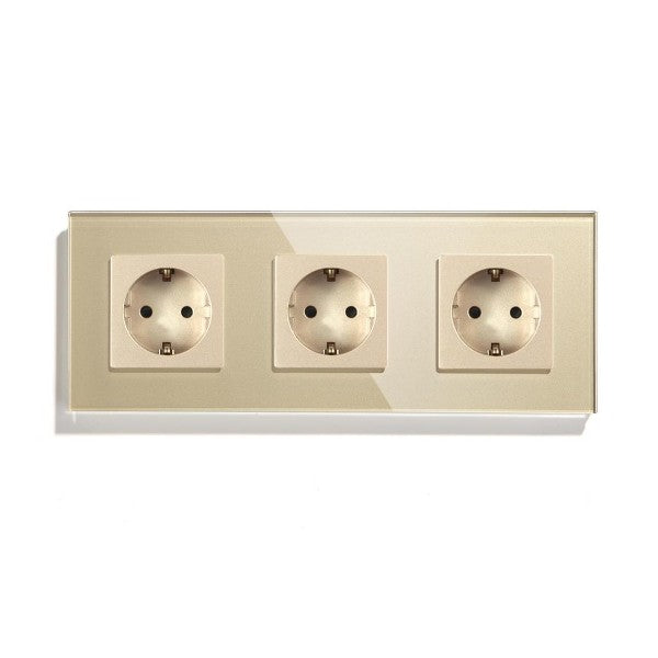 Priză triplă cu  ramă de sticlă - hsmartro