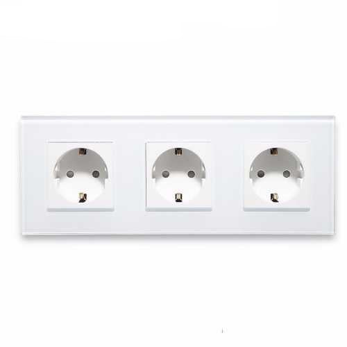 PRIZA TRIPLĂ SCHUKO M1 CU RAMA DIN STICLA