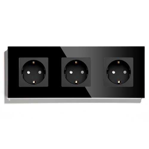 PRIZA TRIPLĂ SCHUKO M1 CU RAMA DIN STICLA