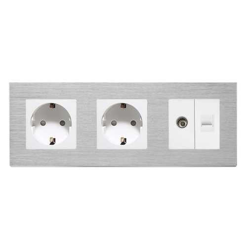 PRIZĂ DUBLĂ SCHUKO+TV/RJ45 M2 CU RAMA DIN ALUMINIU