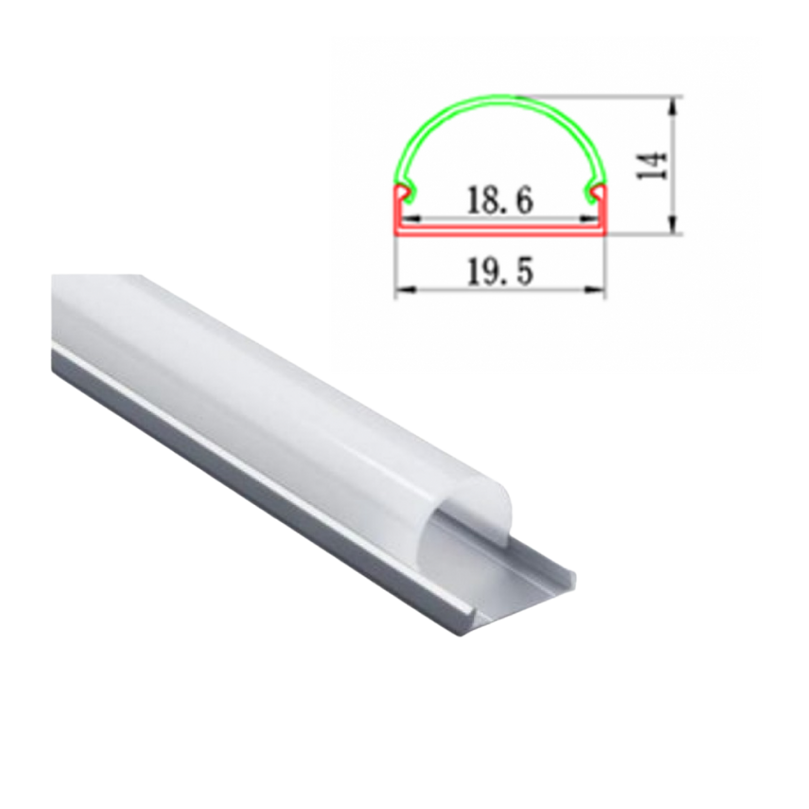 Profil Aluminiu 2m Convex 19.5X14.9/12.4mm - hsmartro
