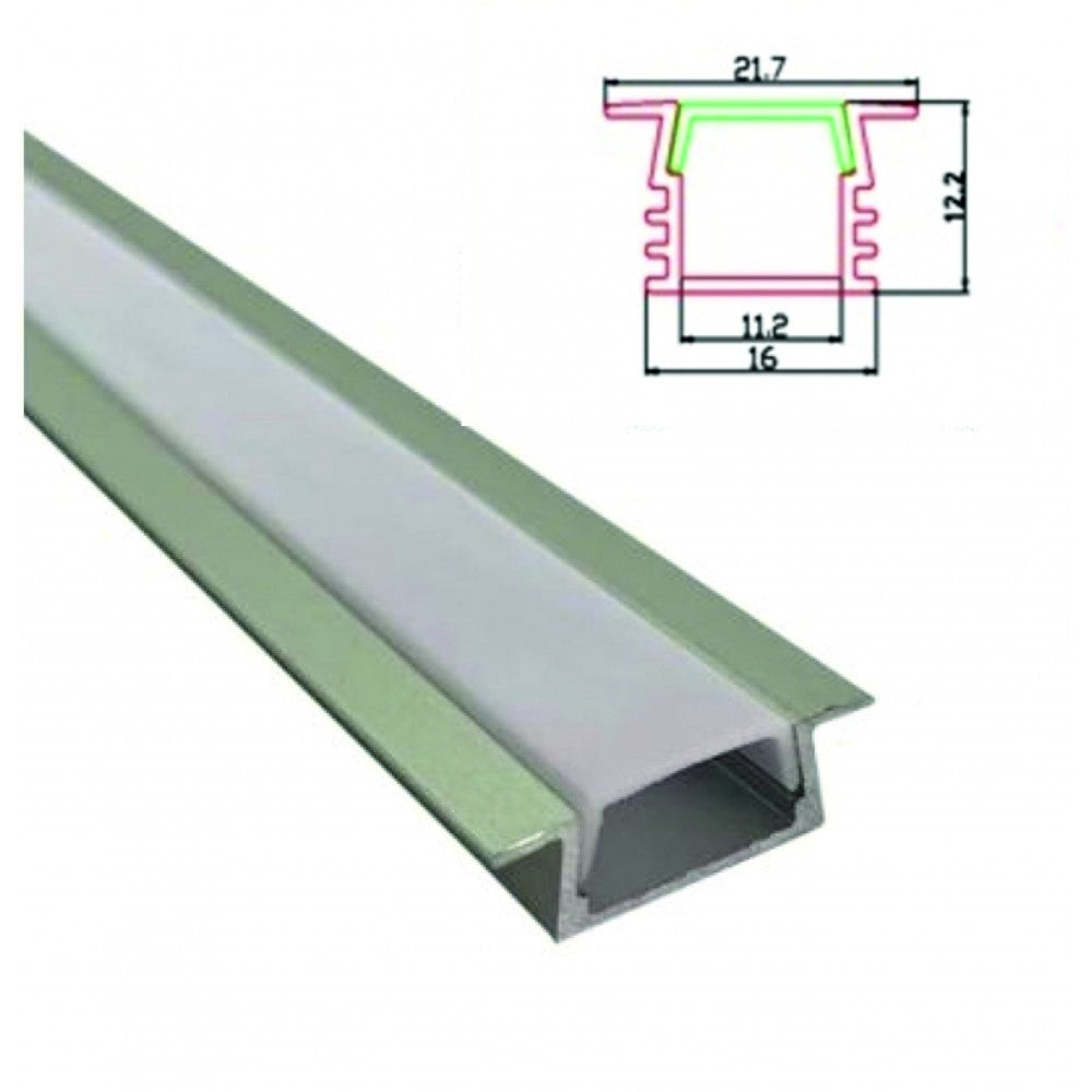 Profil Aluminiu 2m Incastrat 21.7x16/11.2mm - hsmartro