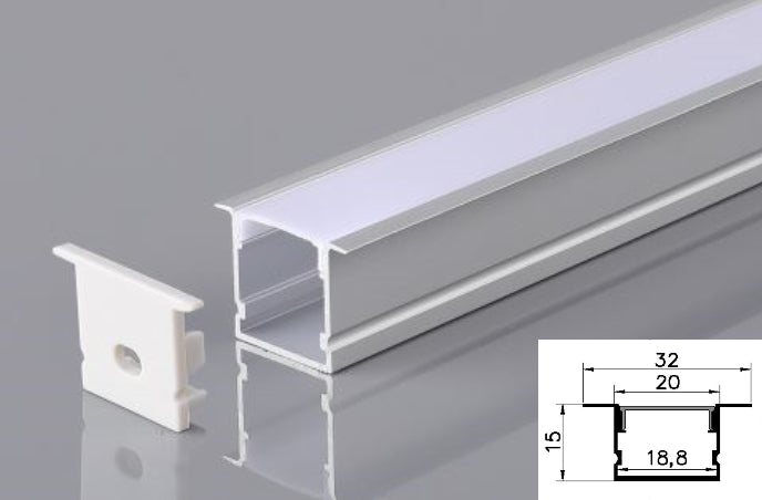 Profil led aluminiu HSM-2015A/1 – ingropat/gips carton/1m