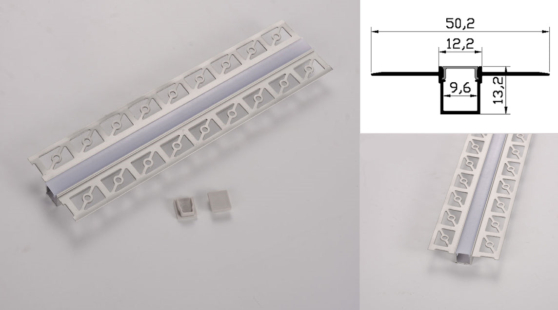 Profil led aluminiu PXG- 304/2 – ingropat/gips carton/2m