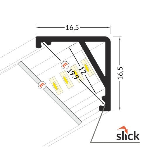 Profil LED de colț , Alb, lungime 2m