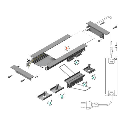 Profil LED încastrat Lat  8, aluminiu anodizat, lungime 2m