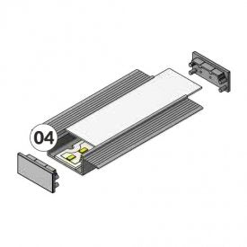 Profil LED încastrat  aluminiu neanodizat, lungime 2m