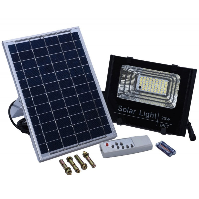 PROIECTOR 25W CU PANOU SOLAR ȘI TELECOMANDA