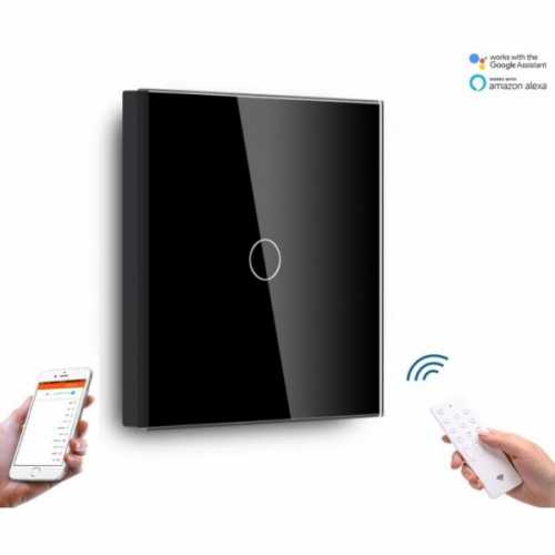 ÎNTRERUPĂTOR TOUCH SIMPLU WIFI+RF CU NUL CU PANOU DIN STICLA