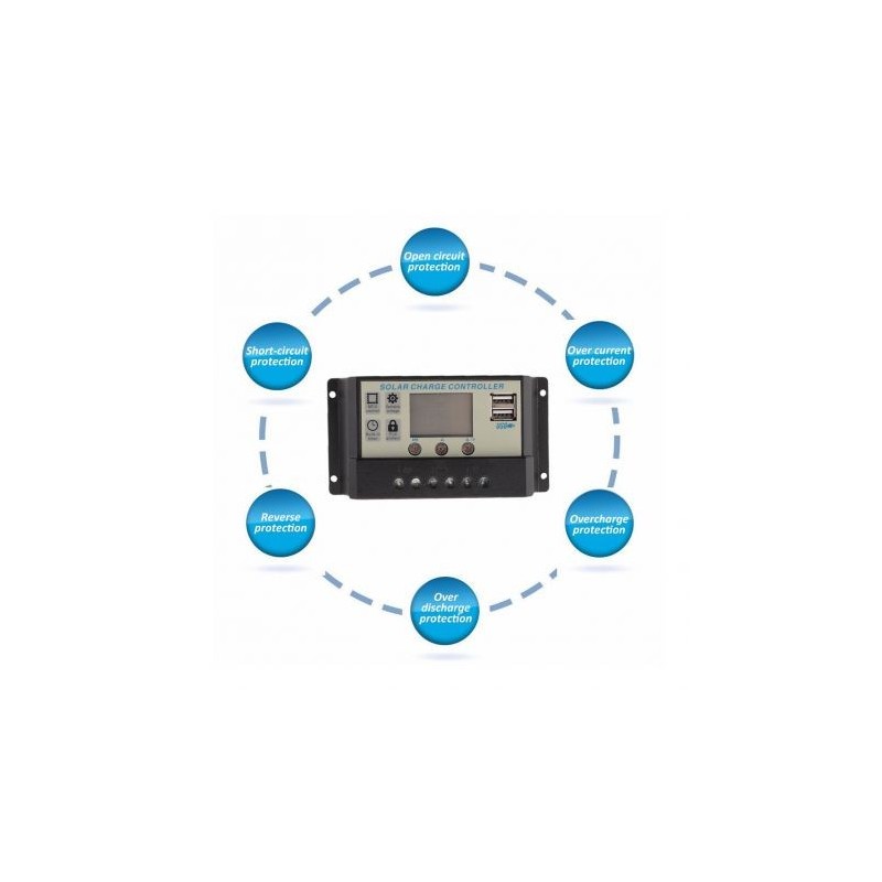 Controler Solar PWM 30A, 12V/24V, 2 X USB si LCD