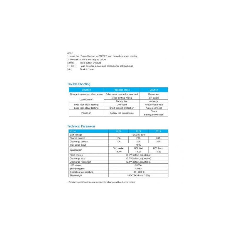 Controler Solar PWM 30A, 12V/24V, 2 X USB si LCD