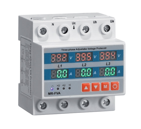 Releu trifazat digital de monitorizare si protectie subtensiune, supratensiune si supracurent