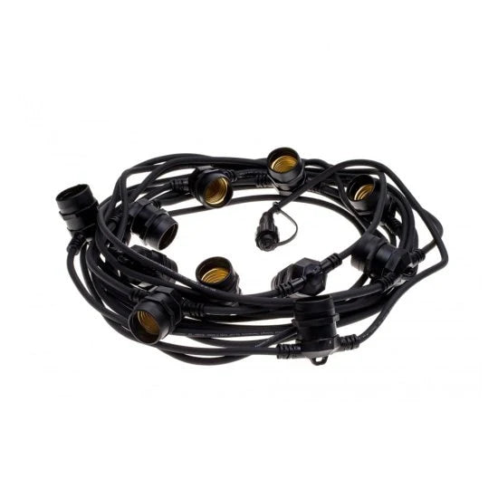 Ghirlanda Luminoasa Pentru Gradina Terasa 10m, 10 Fasung E27 Cu  Becuri Negru