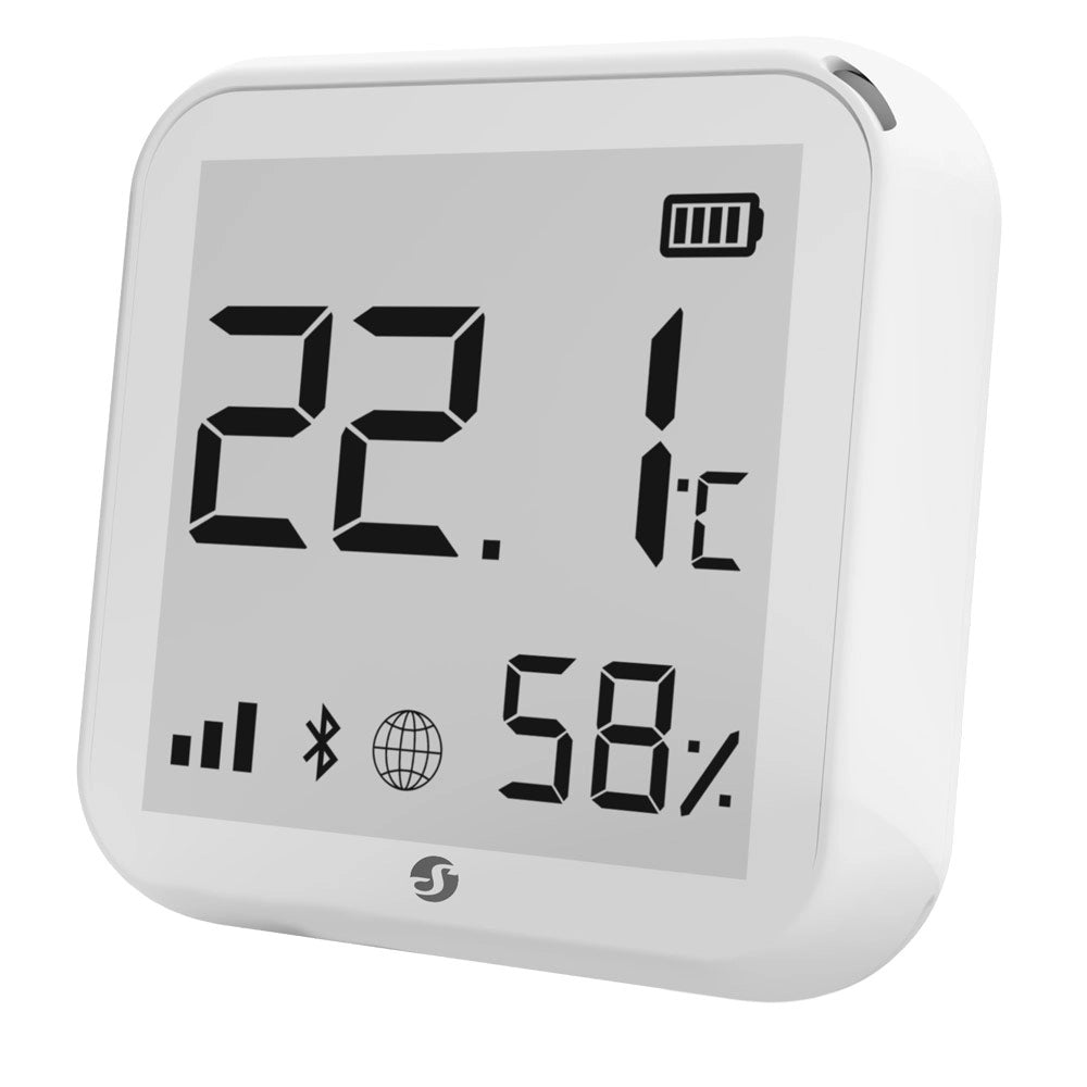 Senzor wireless de umiditate si temperatura Shelly Plus H&T, ecran E-ink, WiFi, control aplicatie, compatibil Amazon Alexa, Google Assistant si Home Assistant