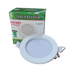 Spot LED 9W ECO,Incastrat, Rotund Alb, Alb Rece