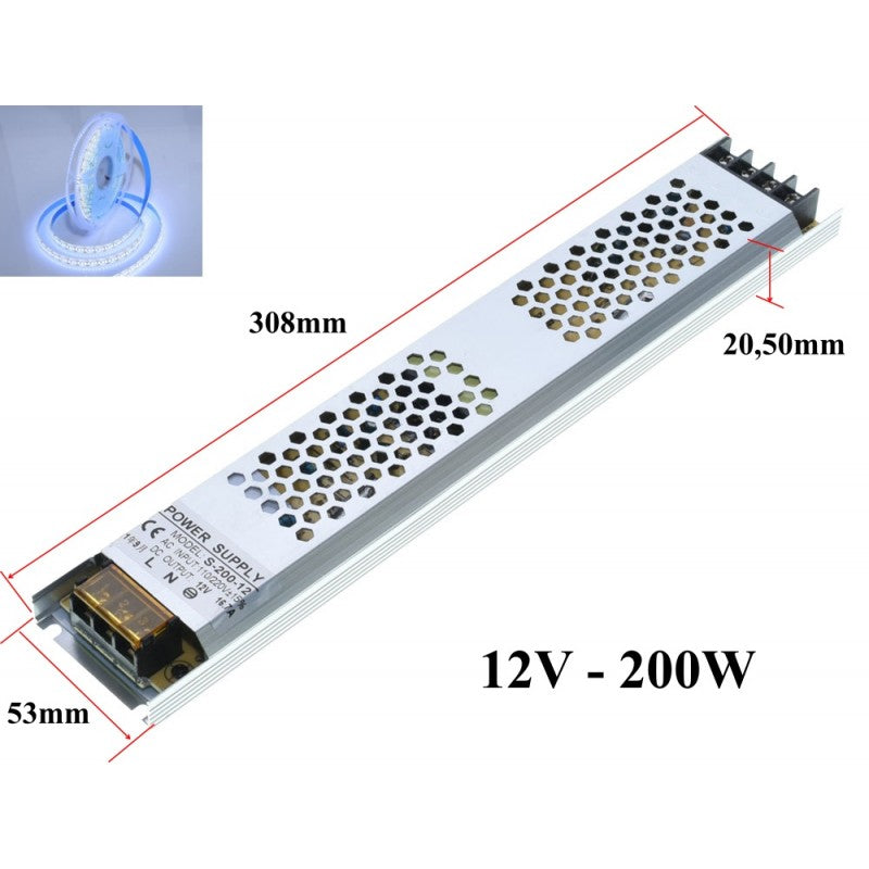 SURSA DE ALIMENTARE SLIM 12V - 200W / 16,7A
