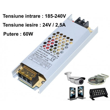 SURSA DE ALIMENTARE SLIM 24V - 2,5A / 60W