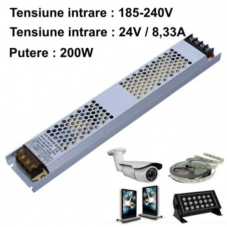 SURSA DE ALIMENTARE SLIM 24V - 8,33A / 200W