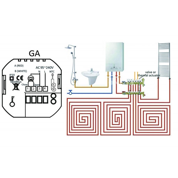 Termostat Incalzire Pardoseala Touch WIFI-Direct compatibil Amazon Alexa si Google Home