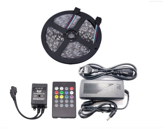 Kit Banda LED RGB cu control muzical, IP20 , Telecomanda IR 20 taste, Transformator 5A , 5 Metri - hsmartro