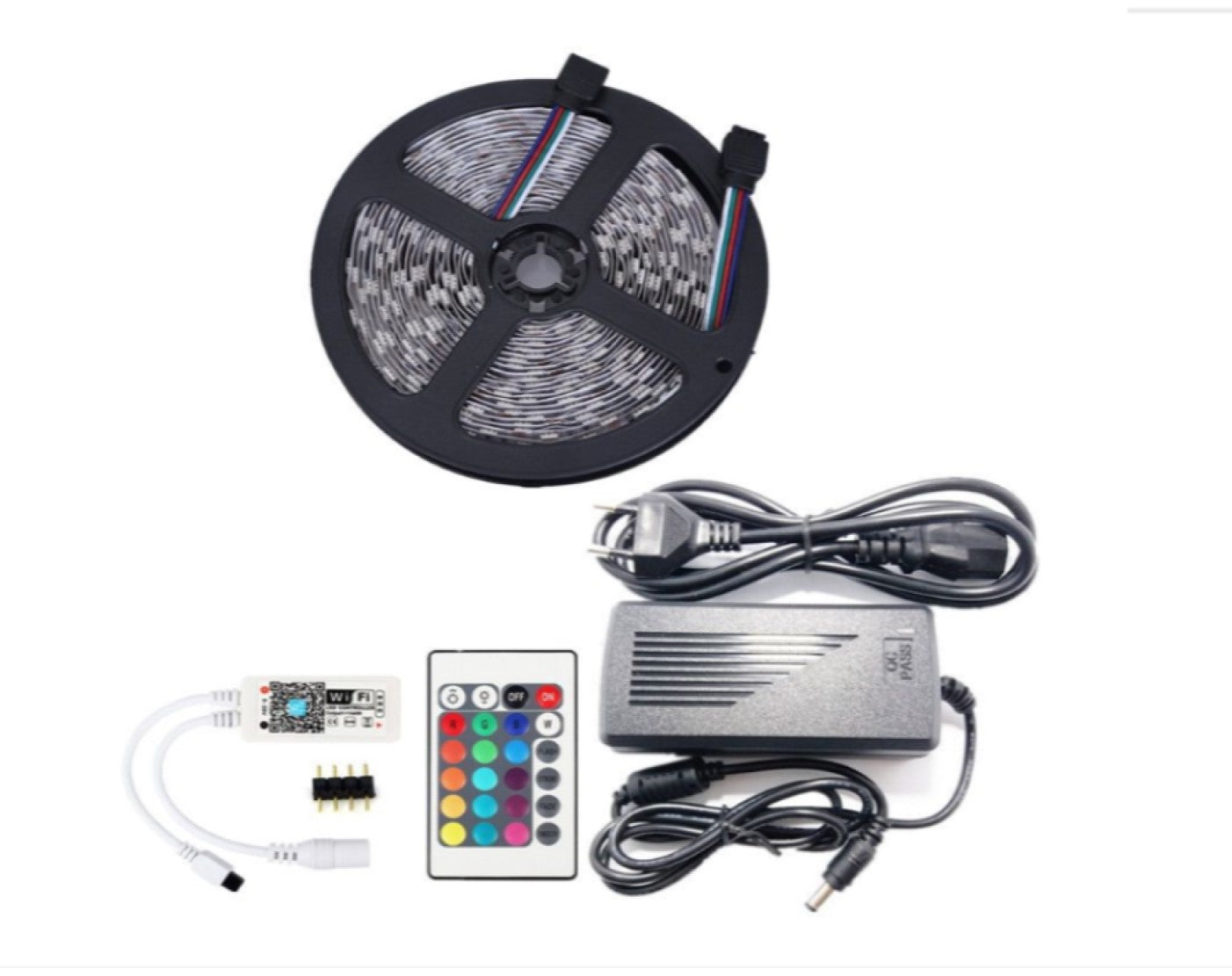 Kit banda led RGB 5050, 5metri ip65, Controller WIFI, +telecomanda 24 taste, Transformator 5A - hsmartro